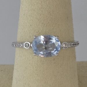 Vintage Style NVC 925 Sterling Silver Blue Topaz or Spinel Ring Size 9